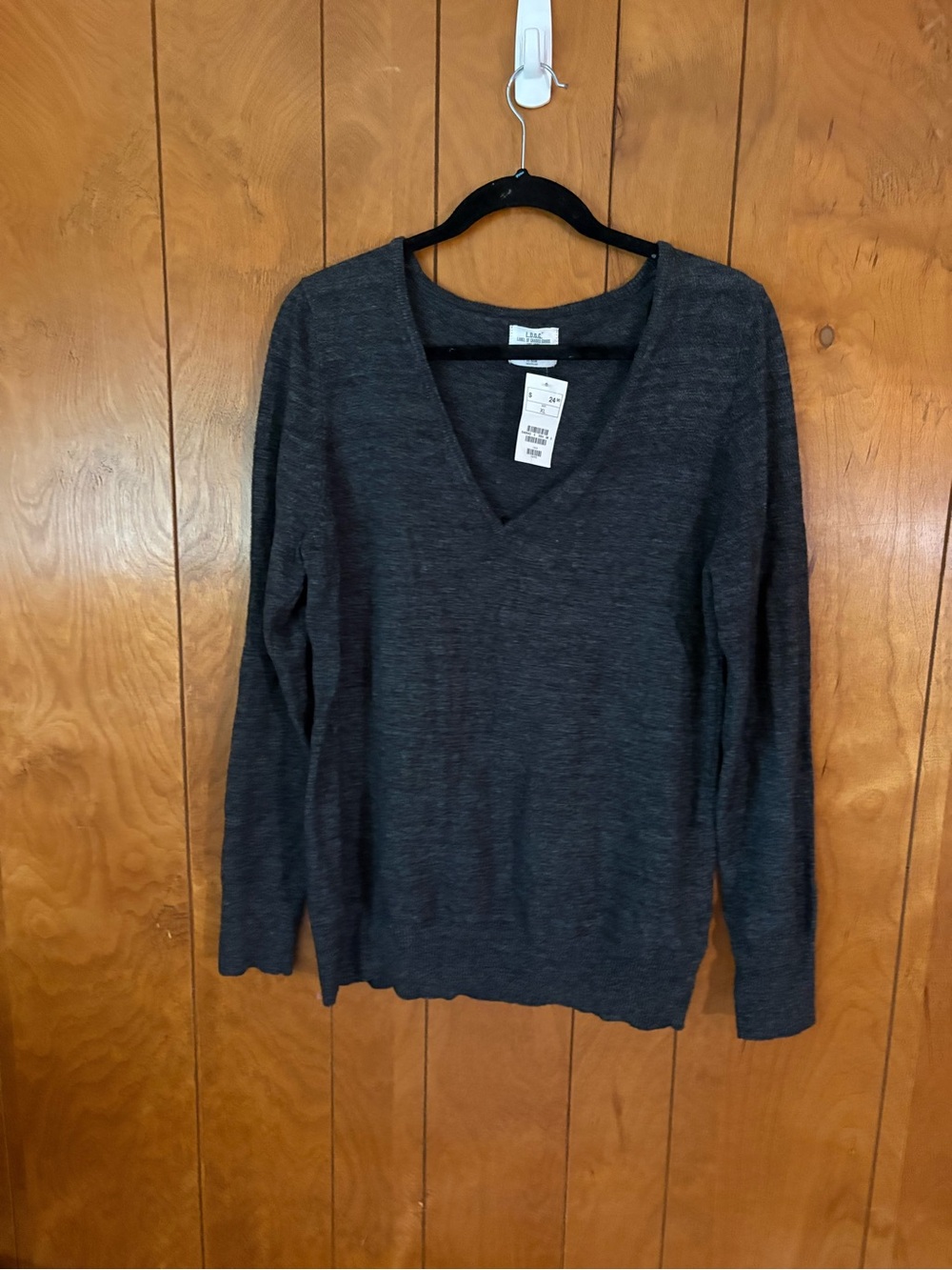 LOGG V-neck sweater in a dark charcoal